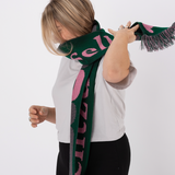 "entzück dich selbst" scarf (forest green/pink)