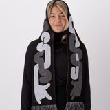 "entzück dich selbst" scarf (black/white)
