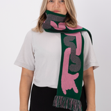 schal „entzück dich selbst“ (waldgrün/rosa)