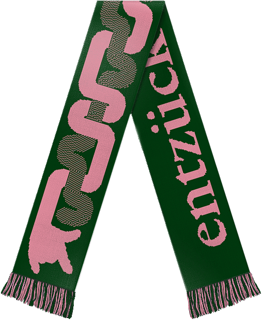 "entzück dich selbst" scarf (forest green/pink)