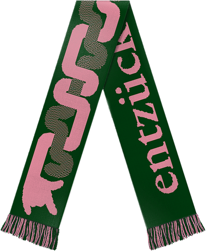 "entzück dich selbst" scarf (forest green/pink)